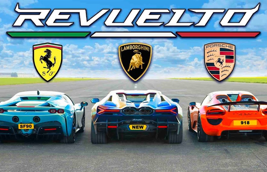 Lamborghini, Ferrari SF90, Ferrari, Porsche, დრაგი, Lamborghini Revuelto, Porsche 918